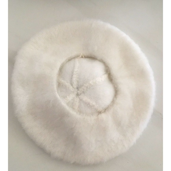 Vintage Beret White Felt With Pom Pom hat Ooh La La! - Picture 5 of 12
